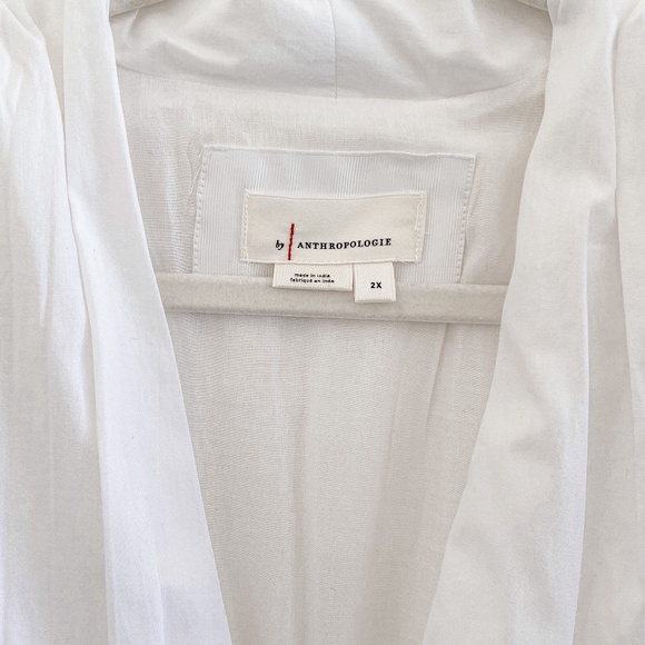 Anthropologie The Tommie Cap-Sleeve Smocked Front-Zip Shirt Dress White 2X - Picture 5 of 11